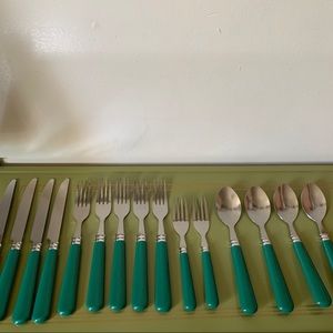 Vintage Gibson Green Christmas Charm Flatware